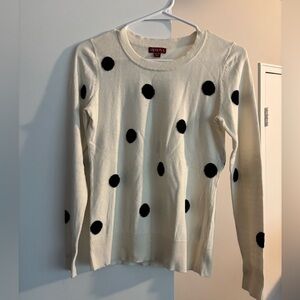 Merona Off White Ivory Cream Sweater with Black Polka Dots XS cute